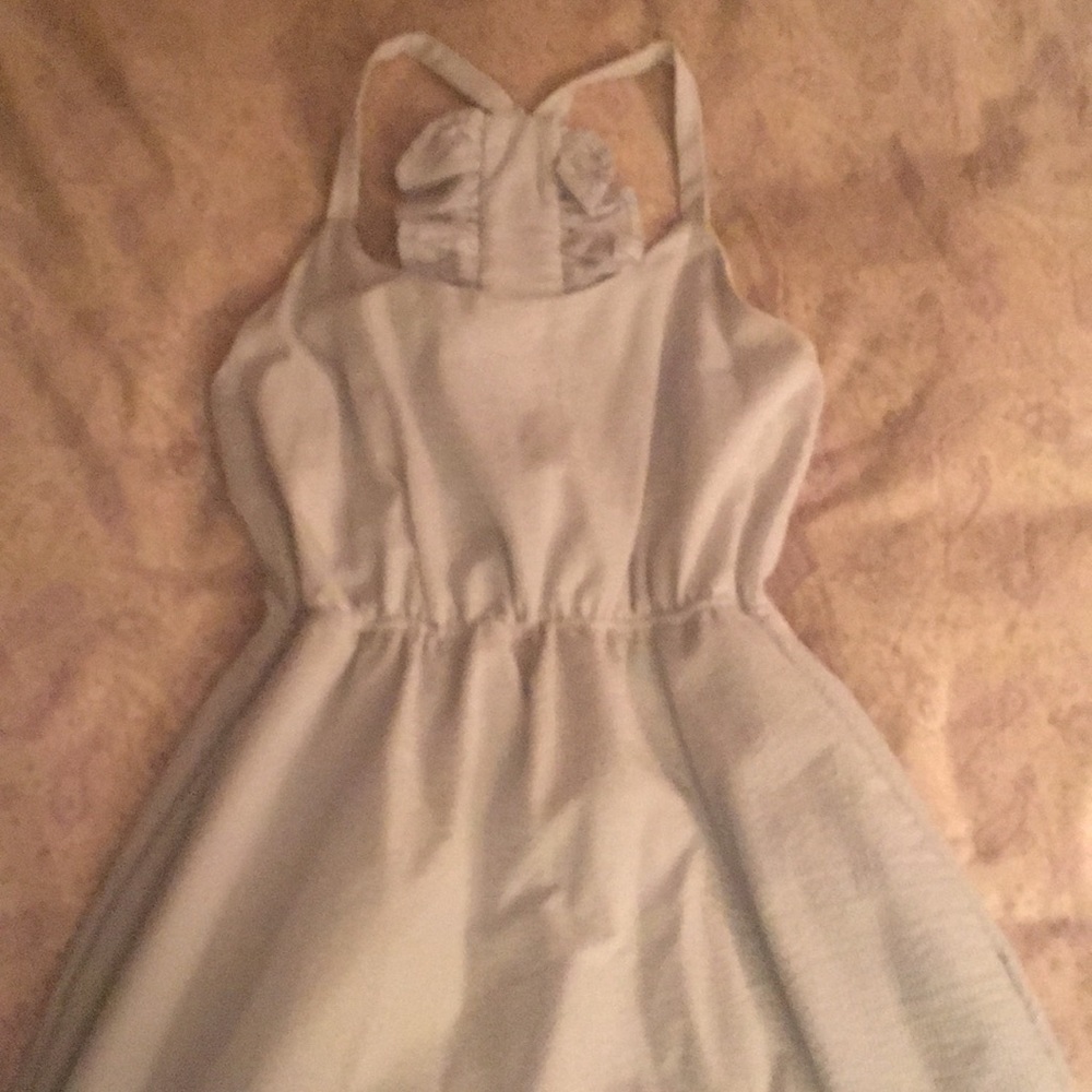 Blue Seersucker Peach Love XS Dress